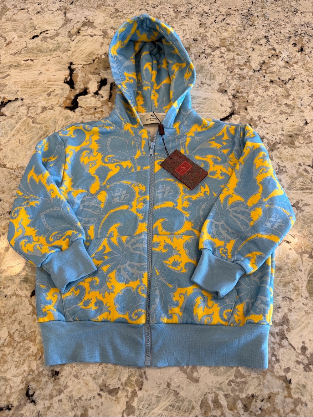 ETRO Milano Luxury Toddler Long Sleeve Designer Hoodie Zip Up Jacket Paisley 6